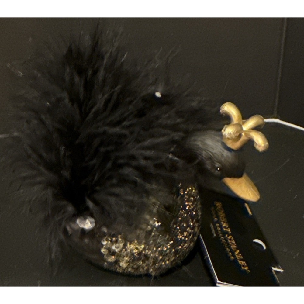 Robert Stanley Black Swan Crown Boa Glass Christmas Holiday Ornament Tree NEW